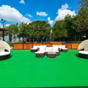 Outside lounging area at SoNA Apartments